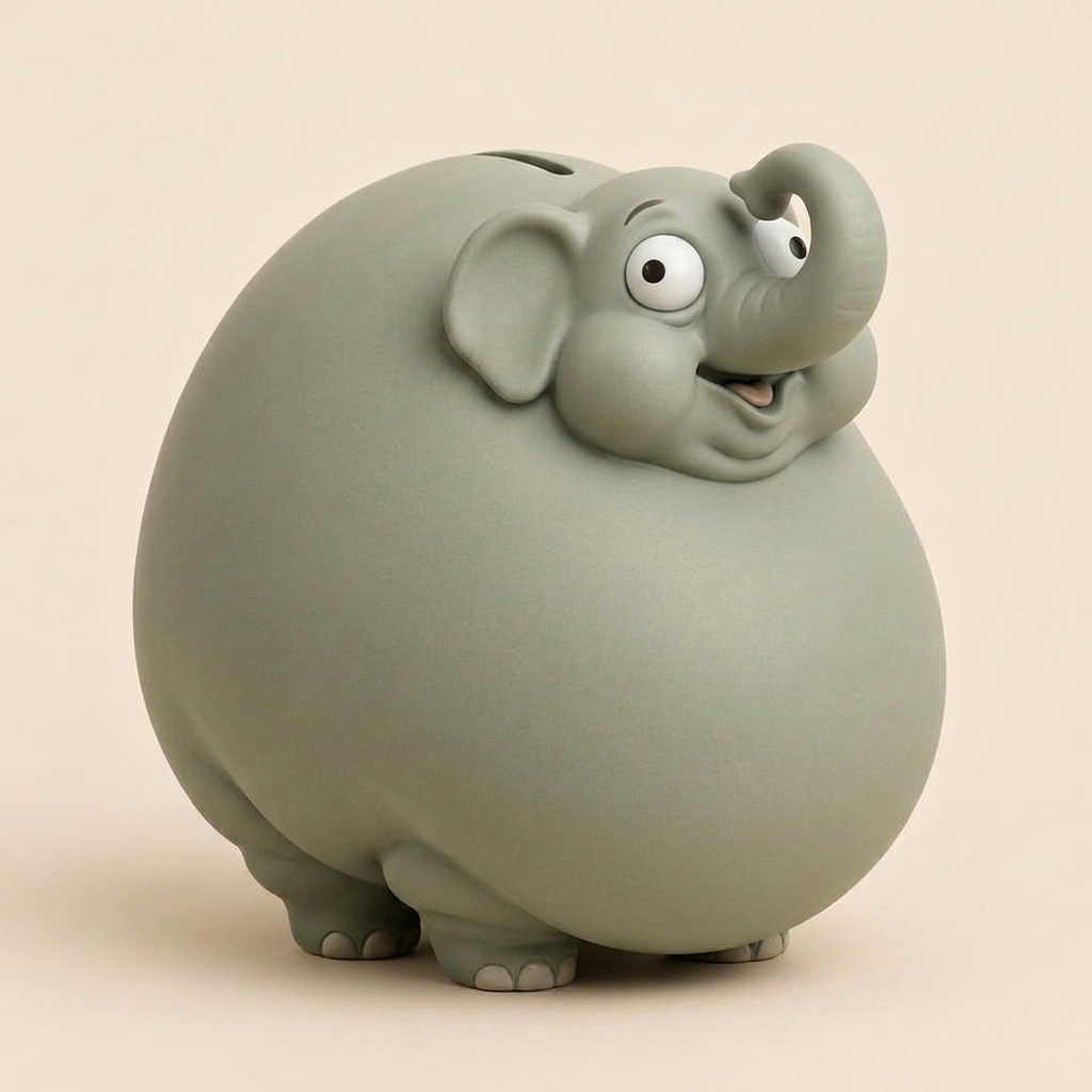 Peanut the Elephant, an oversized coin bank