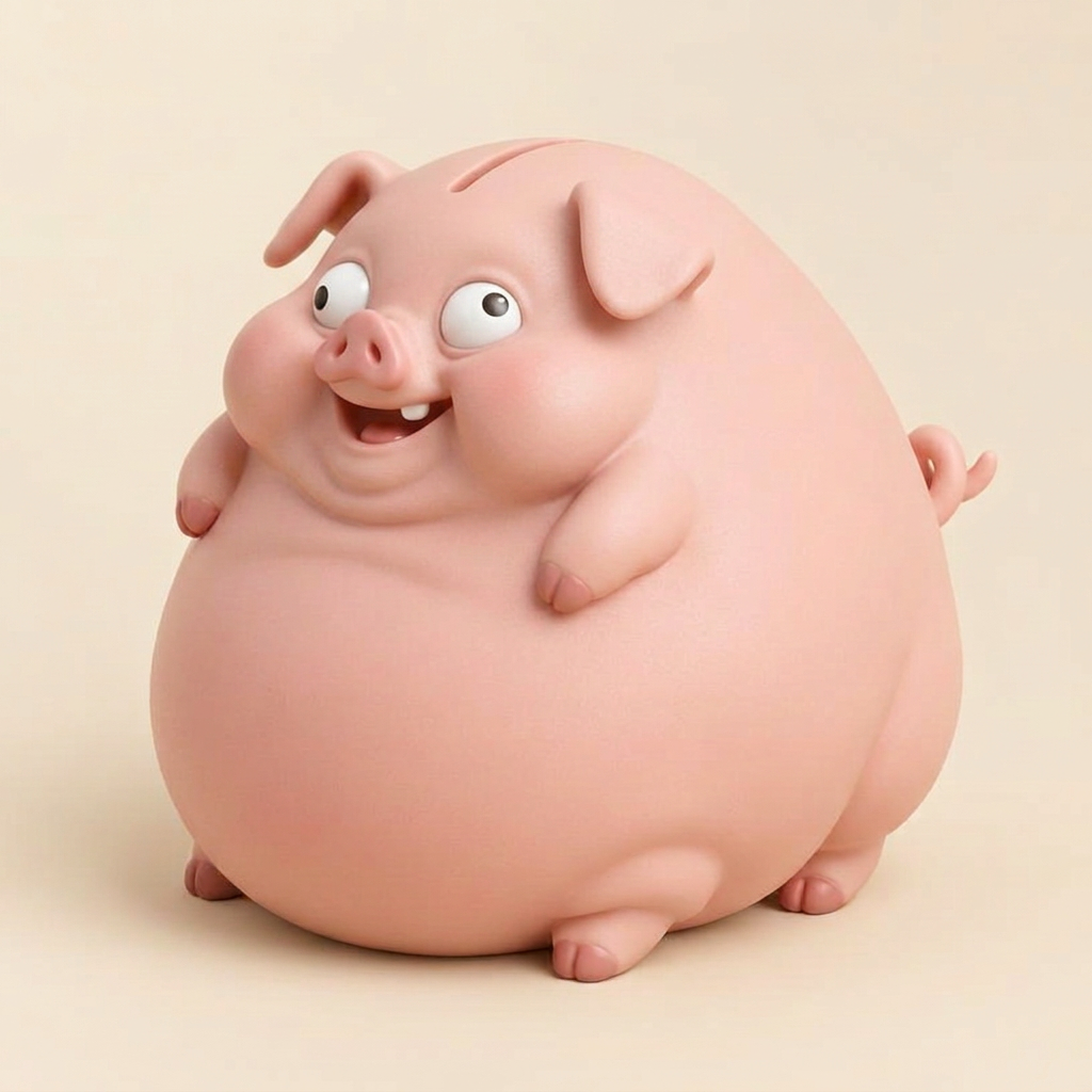 Pudding the Pig, an oversized coin bank